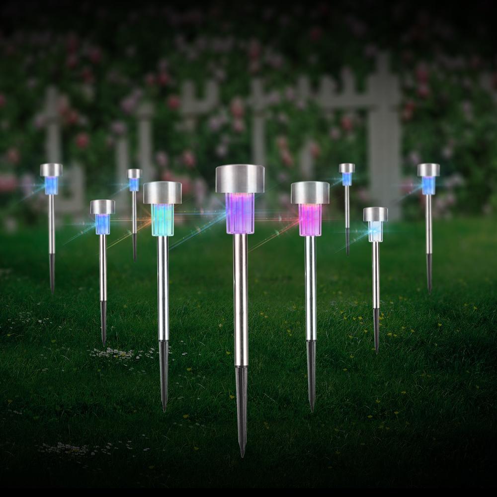 10PCS LED Lawn Lamp Solar Panel LED Spike Spot Light Lawn Light Landscape Garden Path Lawn Solar Lamps Outdoor Grounding Light