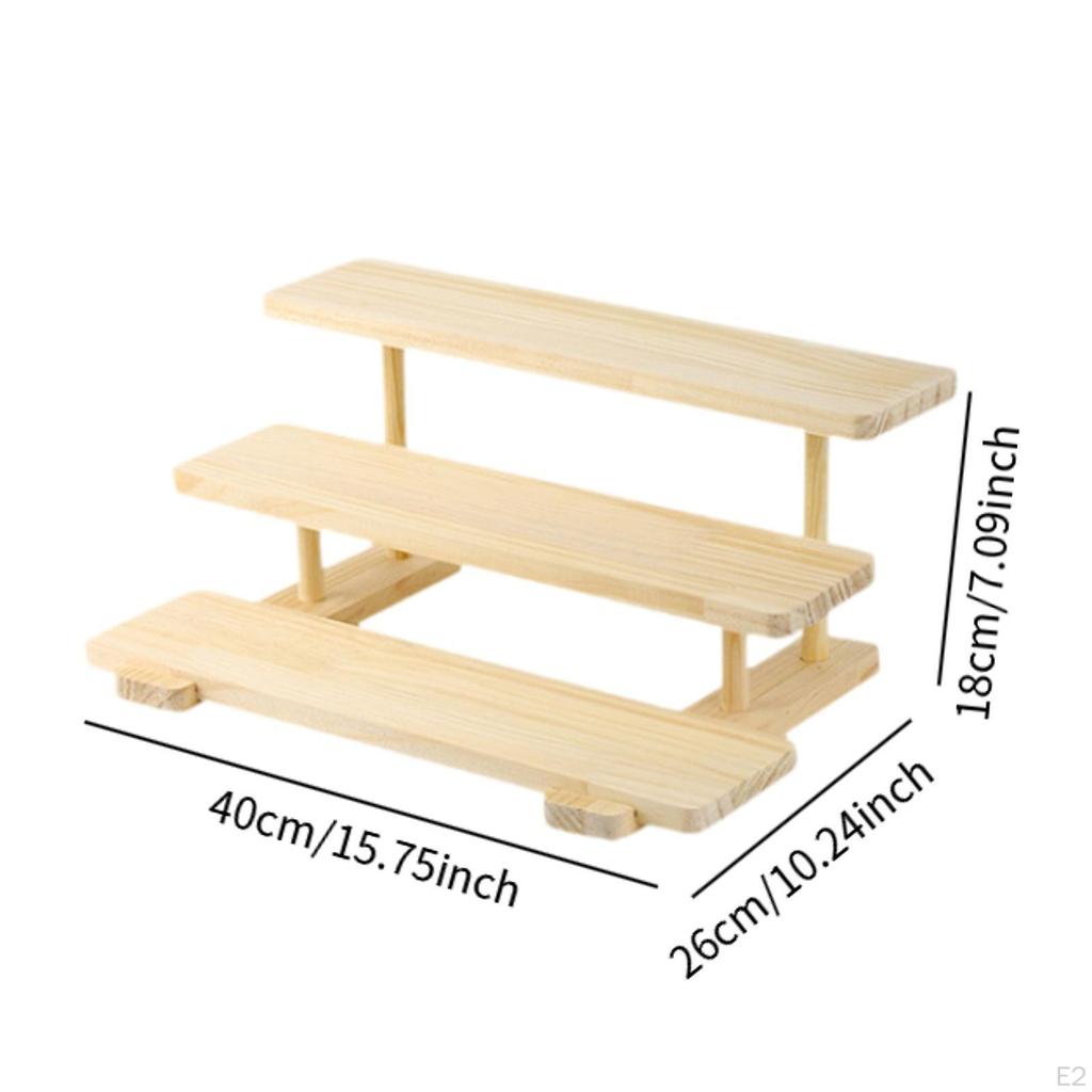 Display Rack Wooden Riser Stand Decoration Practical Desk Figurines Table