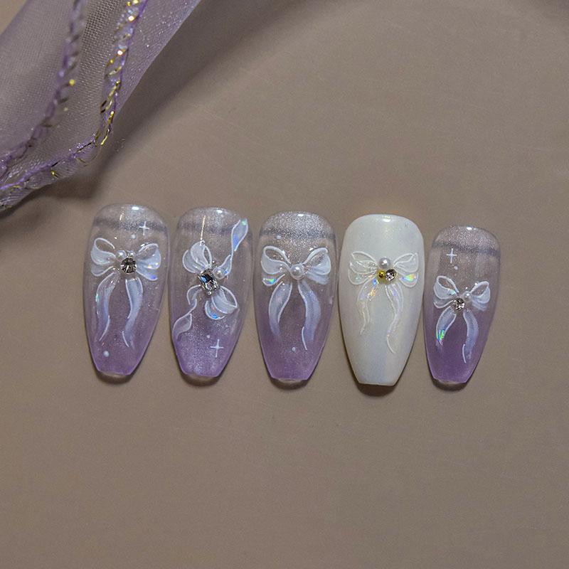 Nail Art Sticker Jelly Chic Bowknot Silk Ribbon nail Stickers Self-adhesive Nail Ribbon Sticker Dressy Manicure Decals ZJT23