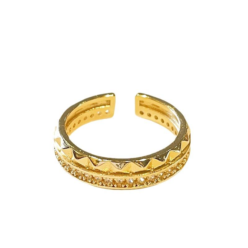 Mittelalterliches Gold-Rautenmuster Französischer Retro Offener Ring Nischen-Design Personalisiertes Leichter Luxus Blinken High-End Accessoires