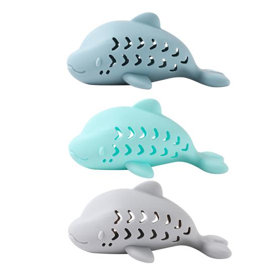Fish-Shaped Cat Treat Dispenser Toy Cat Puzzle Slow Feeder Interactive Silicone Chew Toy for Indoor