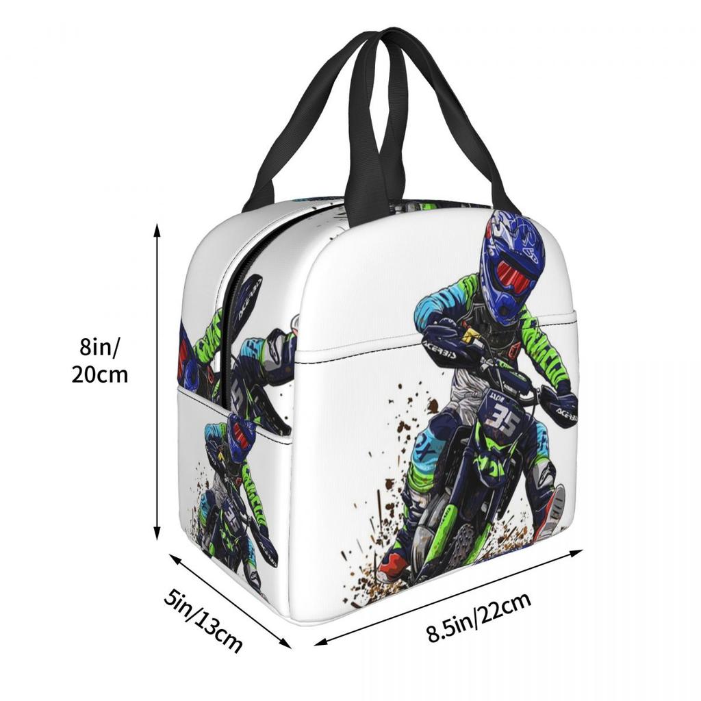 Motocross Dirt Bike Studios MX Rider 35 Isolierte Lunchtasche für Damen Kinder Tragbare Lebensmittelboxen Thermische Lunchbox Tragetasche