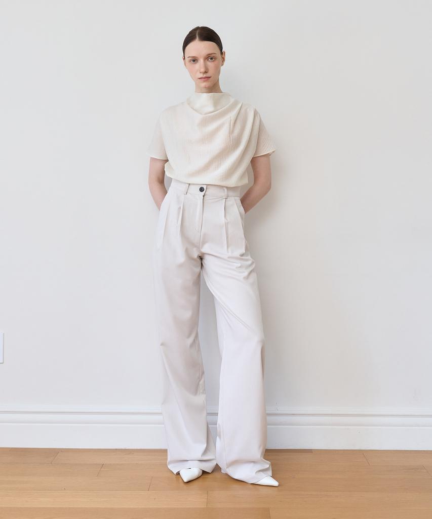 BIBYSEOB Cowl Neck Pleated Blouse Ivory [T52]