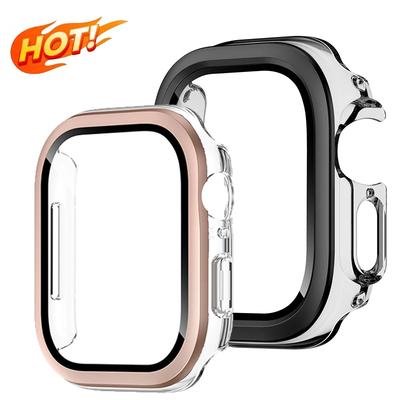 Verre+Coque pour Apple Watch Ultra/10 42 46mm PC Verre Trempé Protecteur d'Écran Cadre Couverture pour iWatch 10 42 46 49mm accessoires