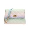 Ladies bag gradual change diamond shoulder bag autumn and winter new oblique span bag cover type small square bag tide one