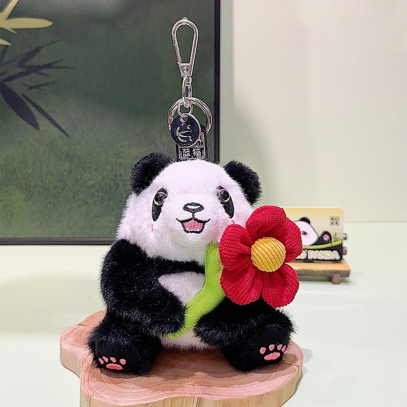 Endearing Plush Panda Keychain Charming Design Colorful Accessory For Use Daily