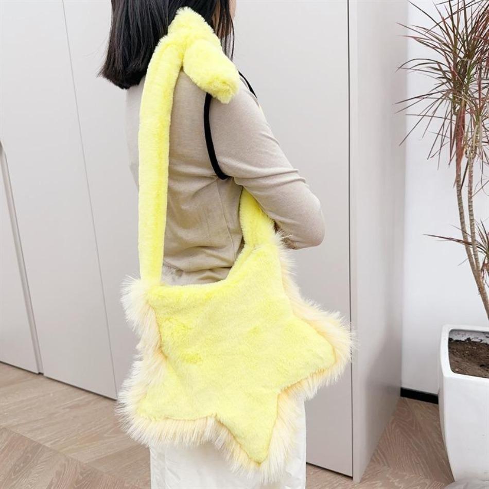 1 Pcs New Plush Bag Five-pointed Star Fur Wool Shoulder Bag Women Autumn and Winter Girl Ins Design Casual Messenger Bag