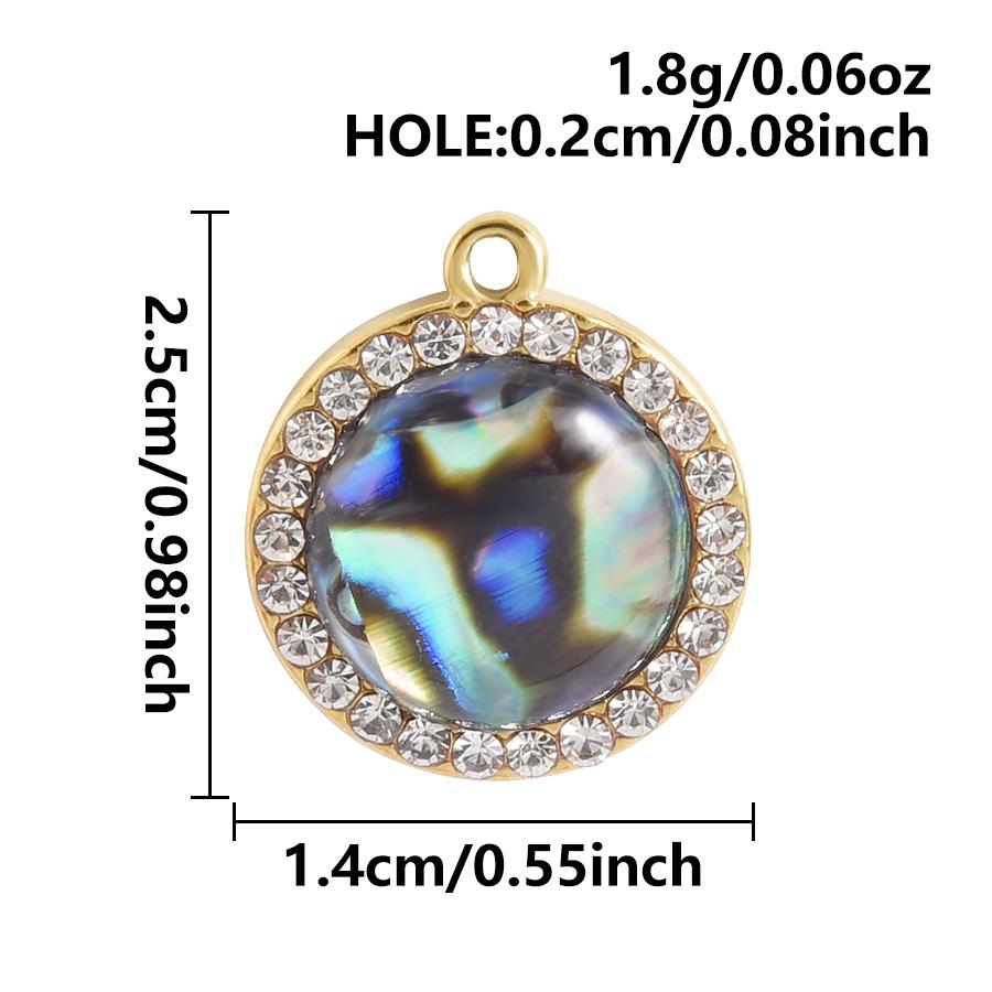 3pcs Geometric Charm Real Abalone Shell Stainless Steel Pendants For Jewelry Making Supplies Rectangle Round Pendant DIY Finding
