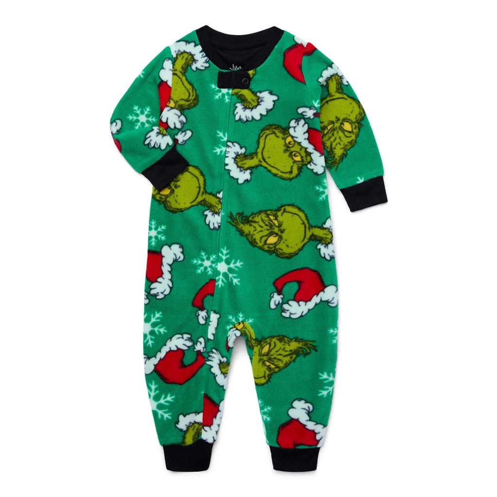Christmas Family Matching Pajamas Set, Mother Child Baby Cartoon Print Pajamas Home Clothes Set