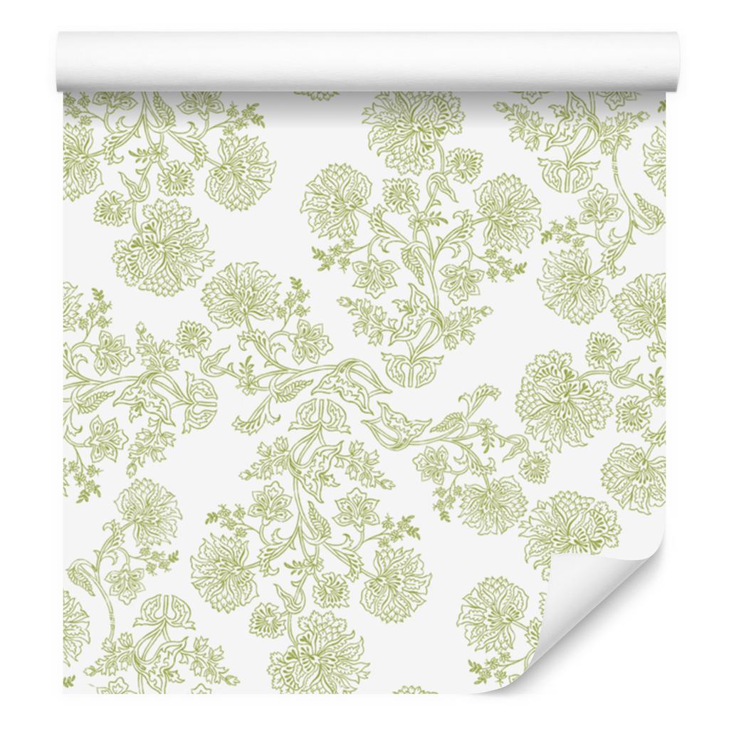Wallpaper Flowers White and Cream, White Background for Living Room and Bedroom 50x1000