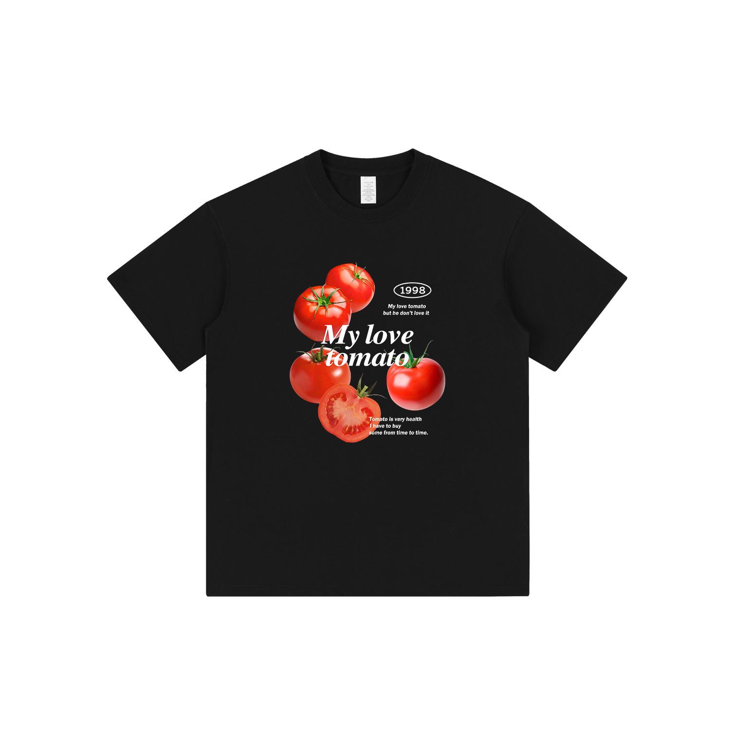 

Unisex Cute Tomato Print Cotton T-Shirt - Short Sleeve Streetwear Tee Small