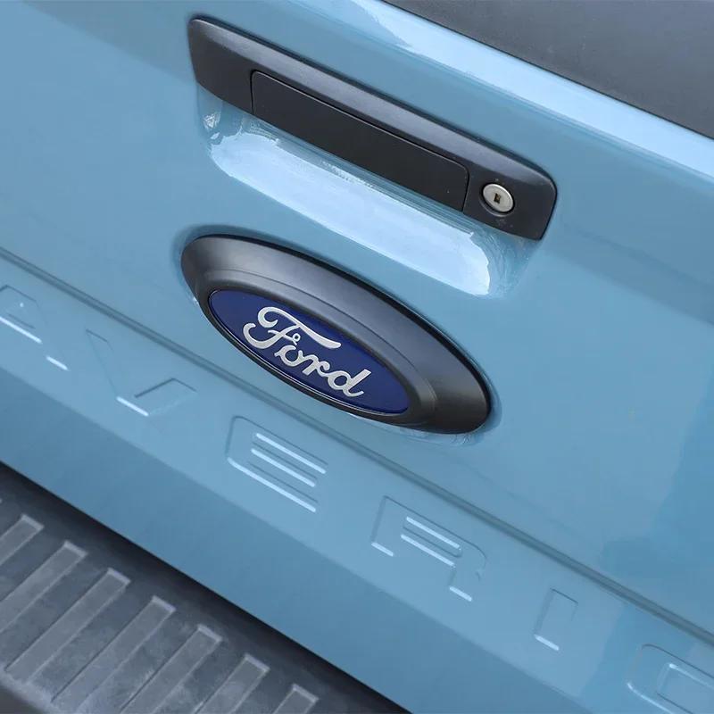 Car Sticker Ford New 2025 Hot For Ford Maverick 2022+ABS Carbon Fiber/ Black Logo Decoration Ring Front&Rear Cover 2026s Accesso