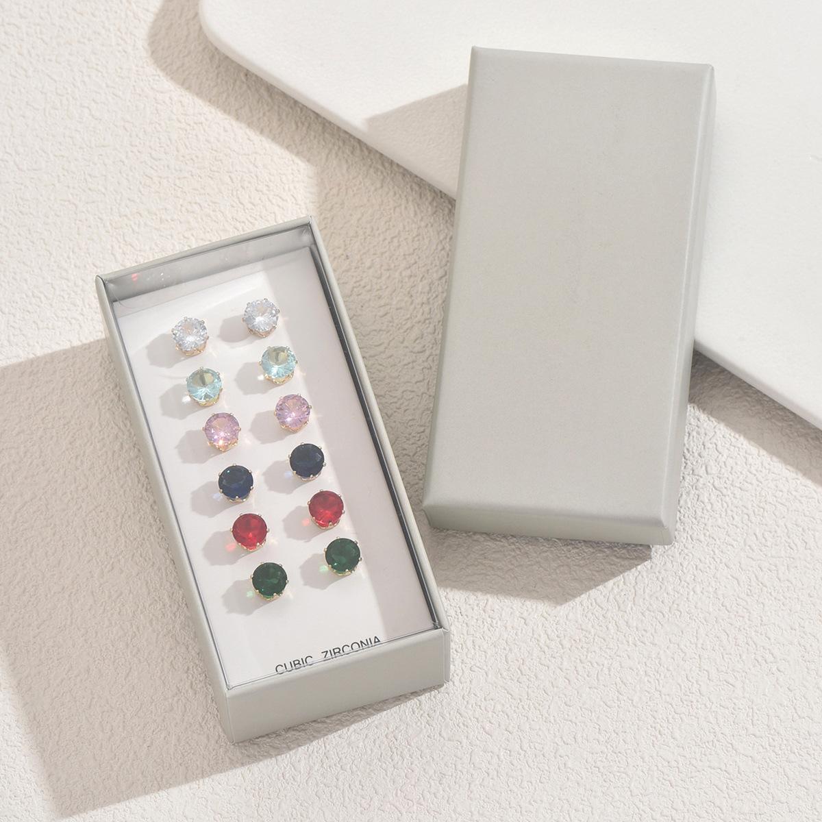 

Новый набор серег-пусет в японском и корейском стиле, геометрическая инкрустация цветным цирконом, нишевые серьги высокого класса, универсальные серьги