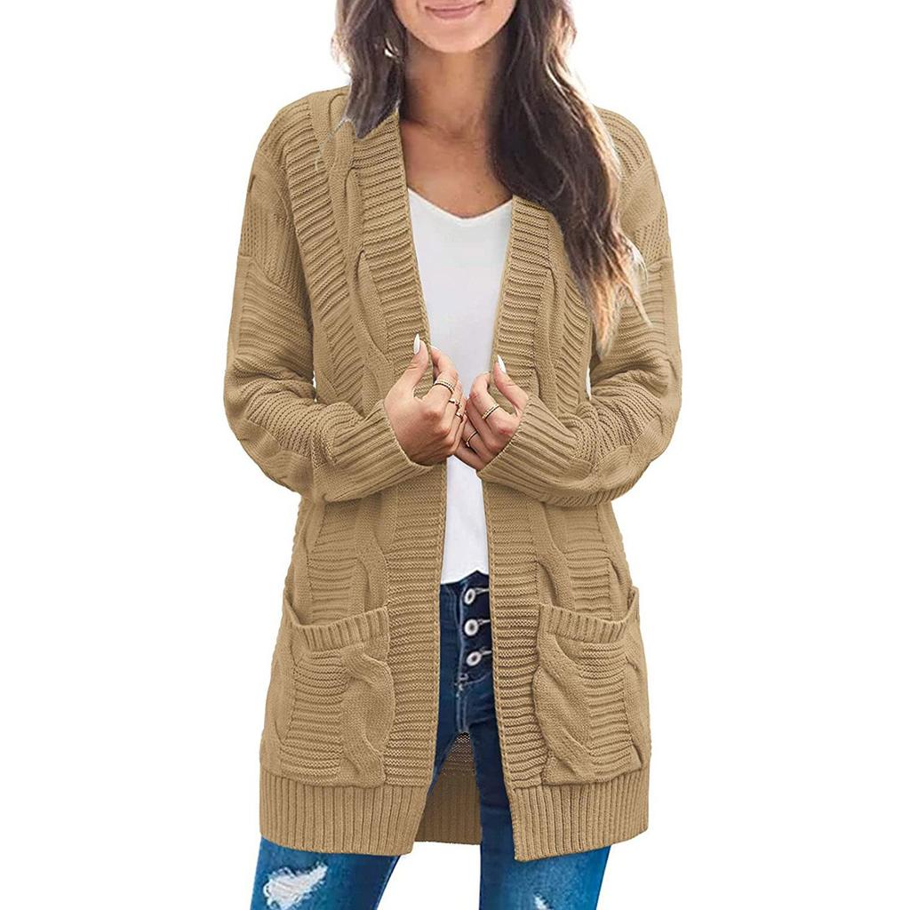 Damen Herbst Winter Langarm Strickjacken Damen Gestrickte Oberbekleidung Mäntel