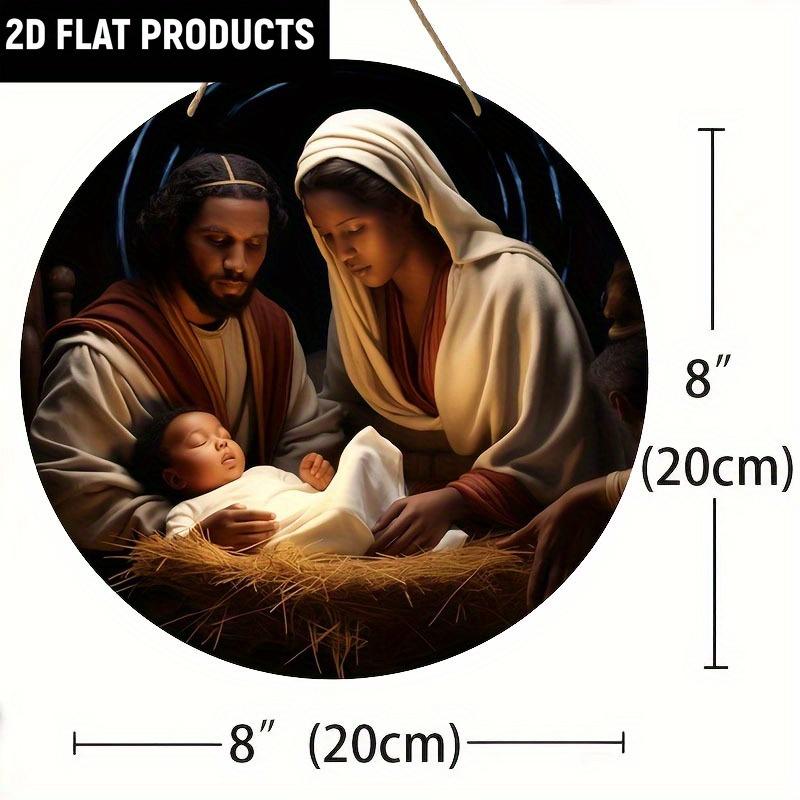 Wooden Classic Scene Wall Hanging Ornament - Holy Family Decorative Plaque, for Door, Wall, Home, Room, Farmhouse, Street, Shop, Garage, Bar, Garden