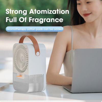 Summer Mini Air Conditioner Portable Humidifier Fan Spray Desktop Purifier Cold Air 4-speed USB with Handle Camping Travel Home