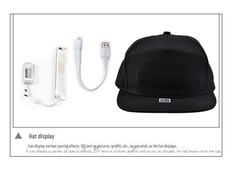 Bluetooth LED Light-Up Hat with English Display - Customizable Text Via Mobile App for Festivals and Performances
