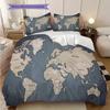Vintage World Map Artistry Bedding (1 * duvet cover + 2 * pillowcase, without core) 2D Flat Christmas birthday gift Soft and comfortable Bedding set