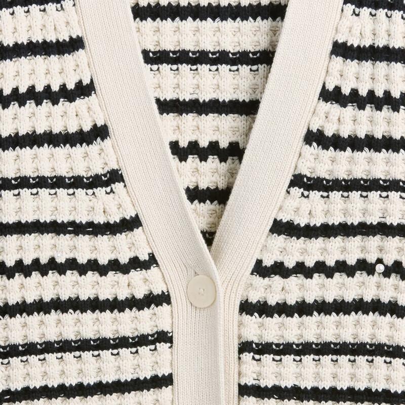 GAP Women's Loose V-Neck Striped Cotton Cardigan
