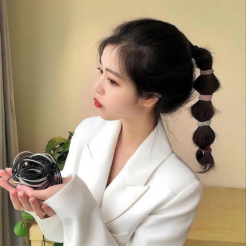 100/300PCS Set Women 5CM Basic Nylon Elastic Hair Bands Ponytail Hair Scrunchie Rubber Bands Headband Hair Accessories Headwear