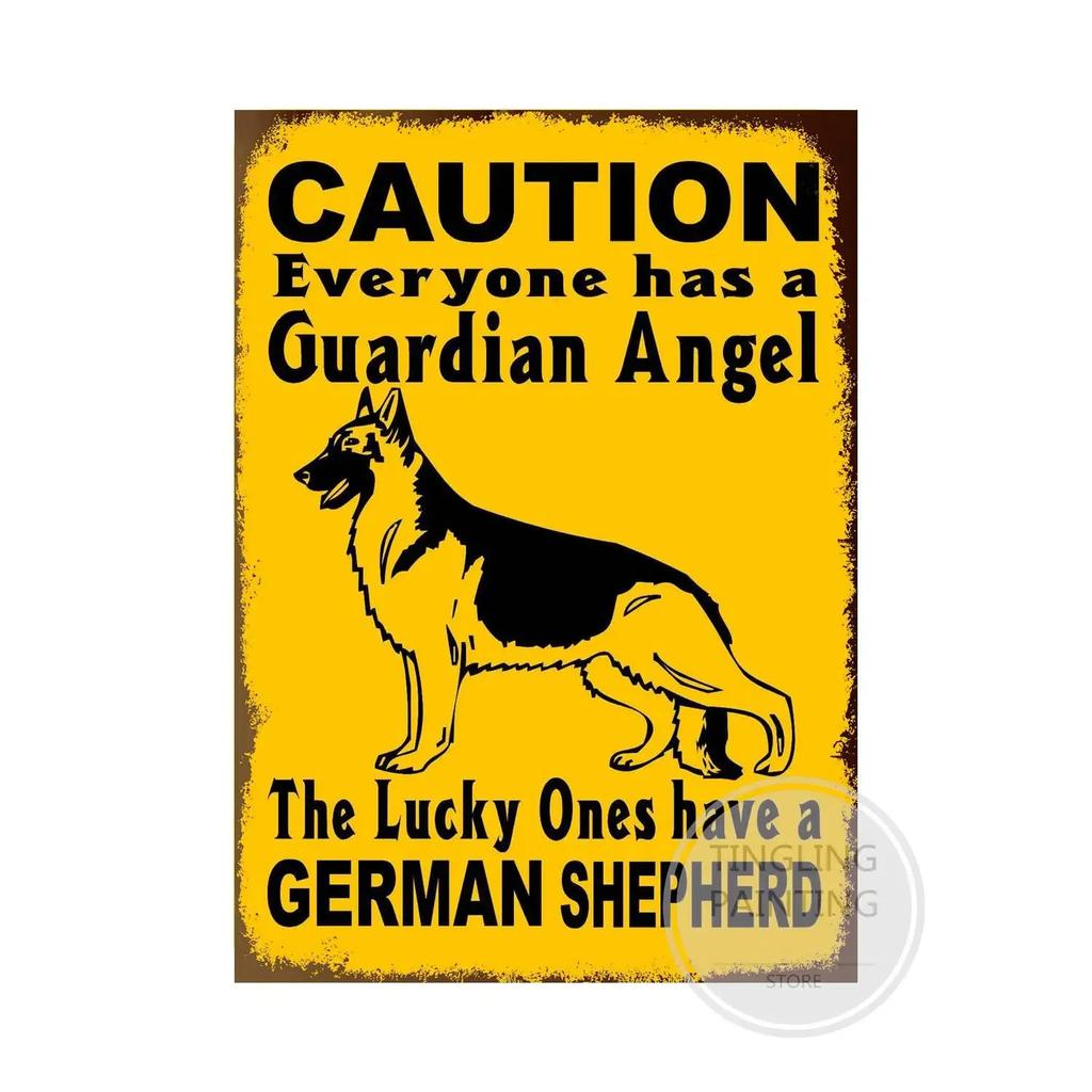 1pc Warning Dog Metal Tin Signs Vintage Poster Beware Of Dog Retro Sign Wall Stickers For Garden Family House Door Decoration