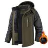 Unisex Colorblock Zipper Pocket Hooded Jacket Men's Casual Plush Jacket