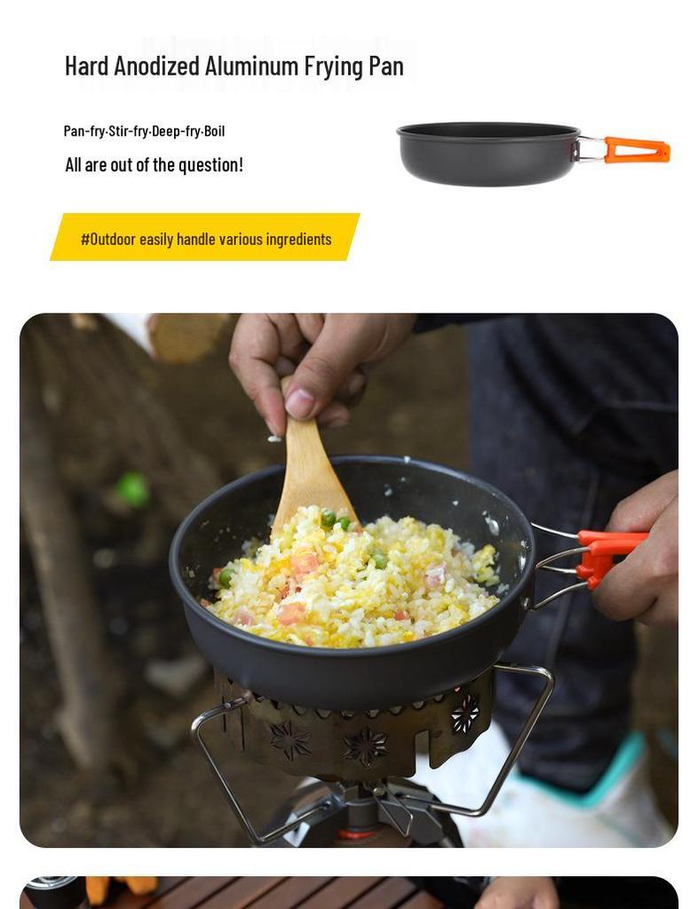 Portable Camping Cookware Set for 2-3 People - Includes Cookware, Teapot, and Utensils (DS-308)