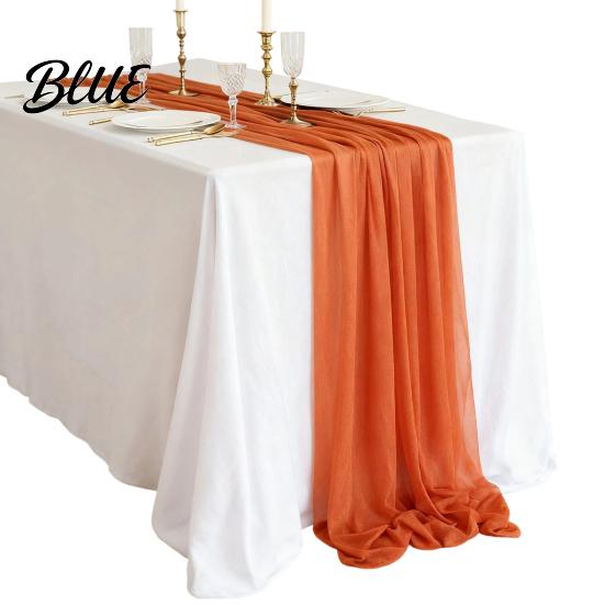Soft Table Runner Sheer Flowing Runner Chiffon Wedding Elegant Solid Color High Quality