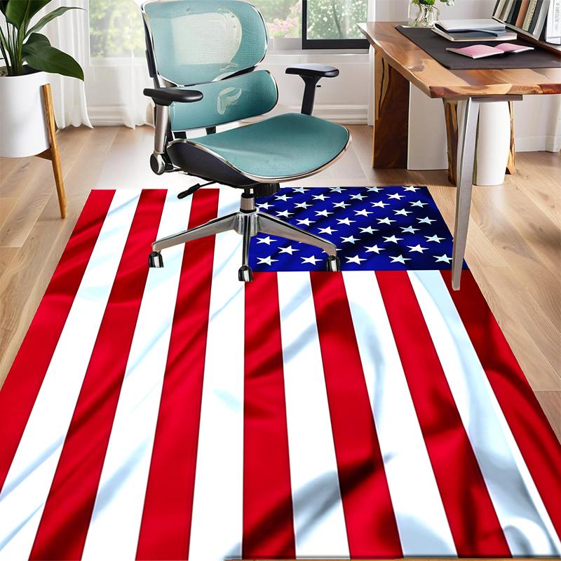 American Flag Polyester Carpet, Soft Indoor Mat for Office Chair, Living Room, Computer Desk - Decorative Home Office Rug Design