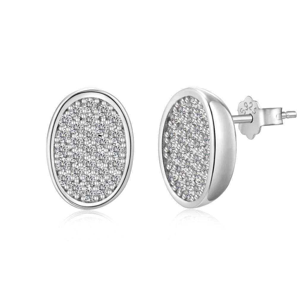 Elegant Luxury S925 Sterling Silver Jewelry Set: Super Shiny Oval Diamond Necklace & Earrings S925 Silver