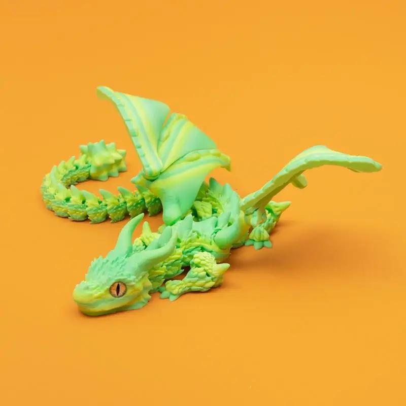 3D Printed Winged Carriage Dragon Figurine With Random Eyes Art Deco Resin Dragon Sculpture, Tabletop Animal Theme Deco 1PC 2025