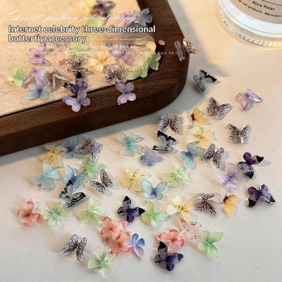 50 Pièces Mélange Couleurs Résine Papillon Charms Ongles Art des Ongles Décoration d'Ongles Stéréoscopique Accessoires DIY