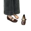 French Evening Shoes with Inner Height Increase Soft Leather Grandma Shoes Women's Versatile Commuter Wedge Heel White Single Shoes Mary Jane