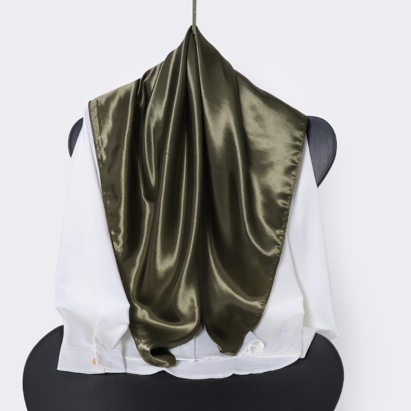 Classic solid color silk scarf women's trend versatile shawl simulation silk bag headscarf 90cm square scarf