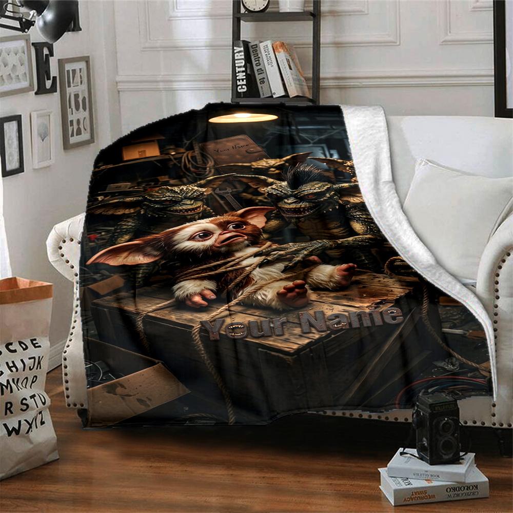Gremlins Customize Your Name Blanket Multi-purpose Personalized Blanket Soft Warm Cozy Throw For Seaside Livingroom Bed Couch Four Seasons Universal