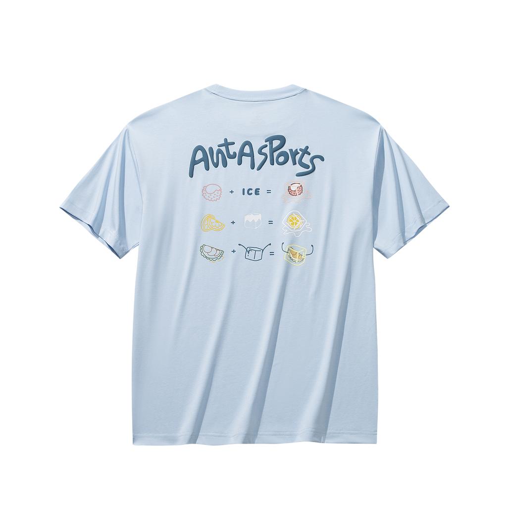 Anta Lifestyle Series Short Sleeve Knitted Shirt Summer T-Shirt Unisex Tops Sky-Blue 972628118-5