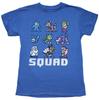 Mega Man New Adult T-Shirt - Pixeled Characters Over "Squad" Name