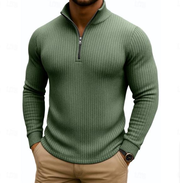 Retro American Men s Plaid Half-Zip Stand Collar Sweatshirt - Autumn/Winter Collection 2025 XL