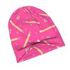 ZLIENSZUS Hot Pink Knit Hat Suitable for Adults - Pencil-Themed with 2D Flat Printing Pencils, Fashionable for Weekend Errands, Meetups & Casual Attir