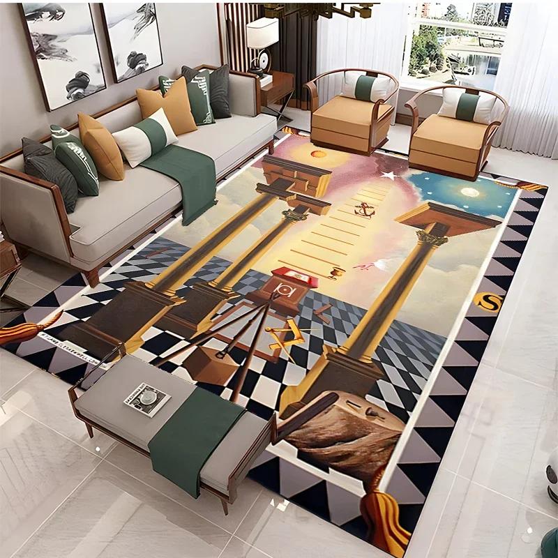Masonic Illuminati Carpet Living Room Bedroom Sofa Coffee Yoga Rugs Kitchen Door Un-Slip Mats Alfombra Birthday Gift Poster Mat
