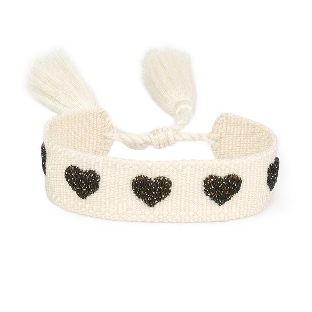 

Women s Handwoven Star & Heart Tassel Bracelet with Personalized Embroidery