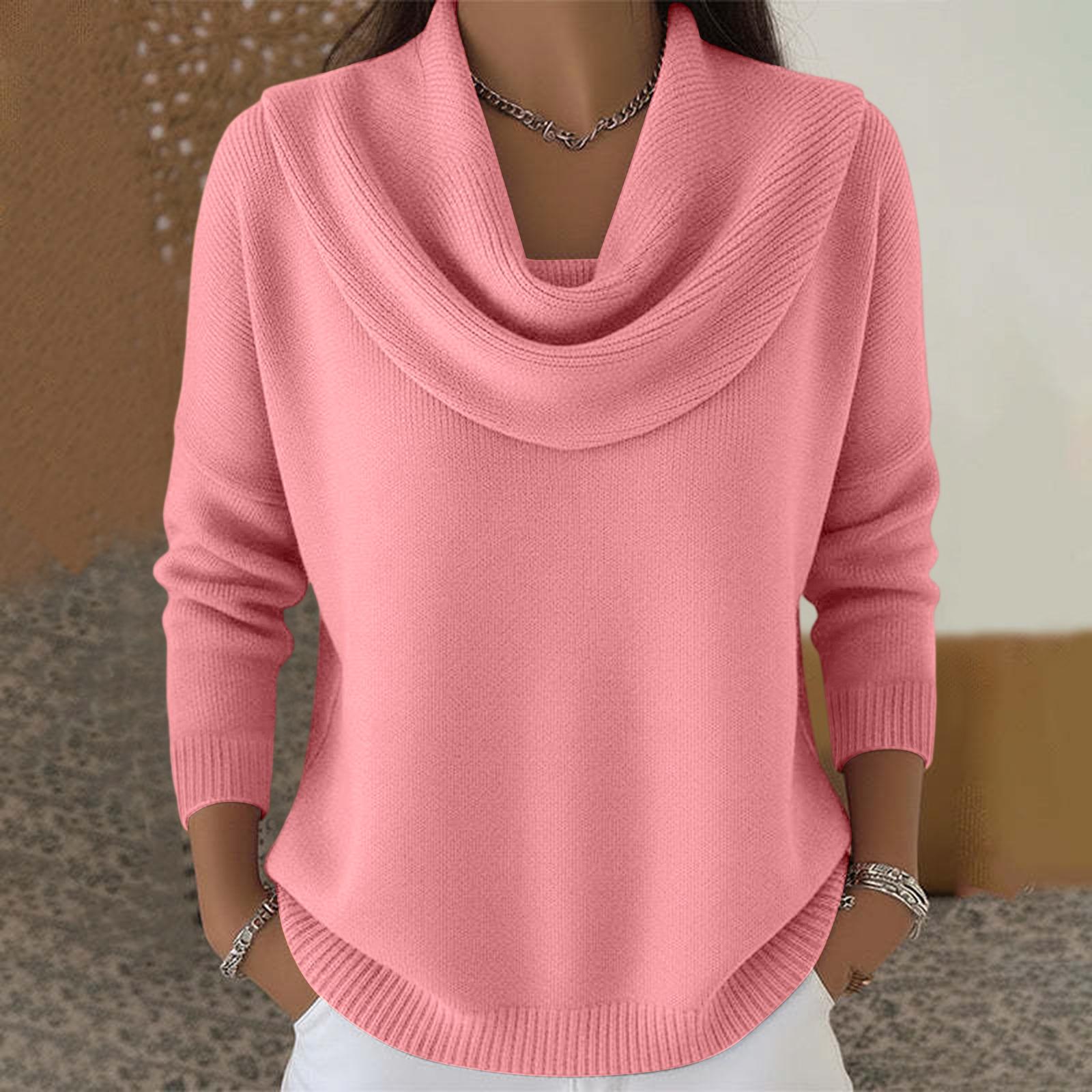 

Women s Casual And Fashionable Round Neck Long Sleeved Solid Color Top XL кавун червоний колір