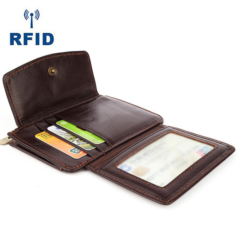 Модный RFID женский верхний слой из воловьей кожи с держателем для кредитных карт сумка из натуральной кожи простой ультратонкий кошелек на молнии для монет кофейный 1979₽
