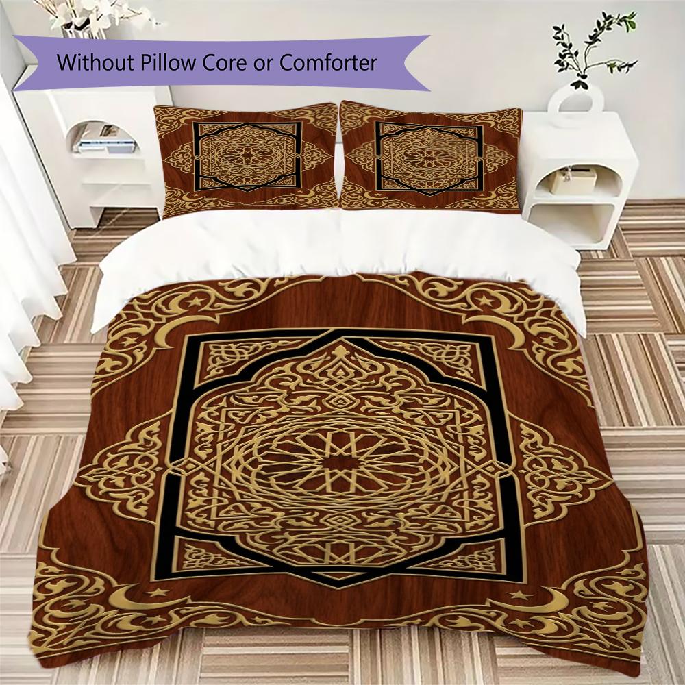 Muslim Pattern Bedding uilt Set uilt Cover Pillowcase Home Decoration Birthday Gift (1 * duvet cover + 2 * pillowcase  without core)129