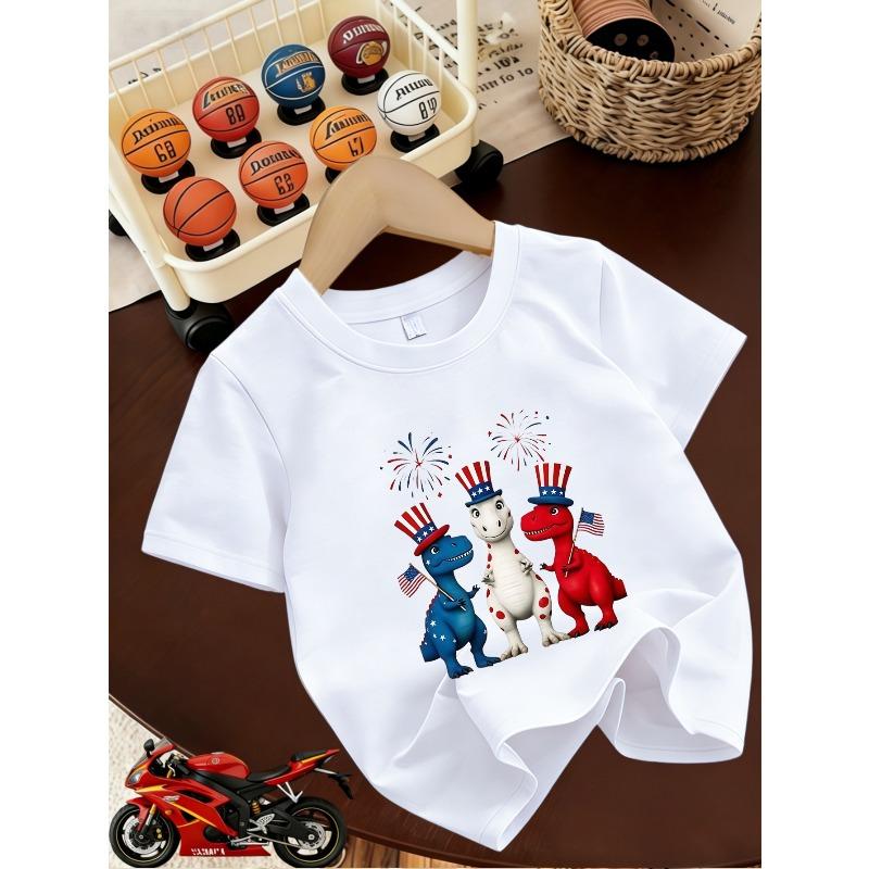 European sizes Boys Fashion Short-Sleeve T-Shirt, Campus Style Casual Short Sleeve, Cotton Stylish Outerwear Short Sleeve, Versatile 110 белый