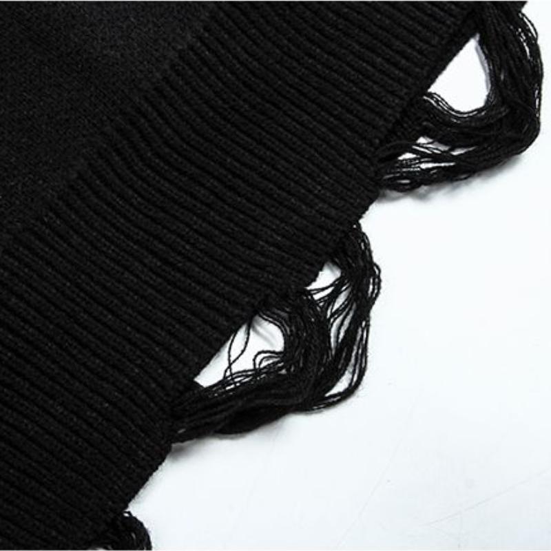 Harajuku Knitted Sweater Men Autumn Winter Letter Pullover Vintage High Street Loose Long Sleeve Top