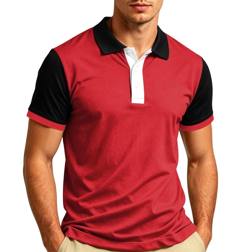 Maglietta Polo Casual da Uomo a Manica Corta con Collo T-shirt Tessuto Leggero Traspirante Morbido Top Estivo