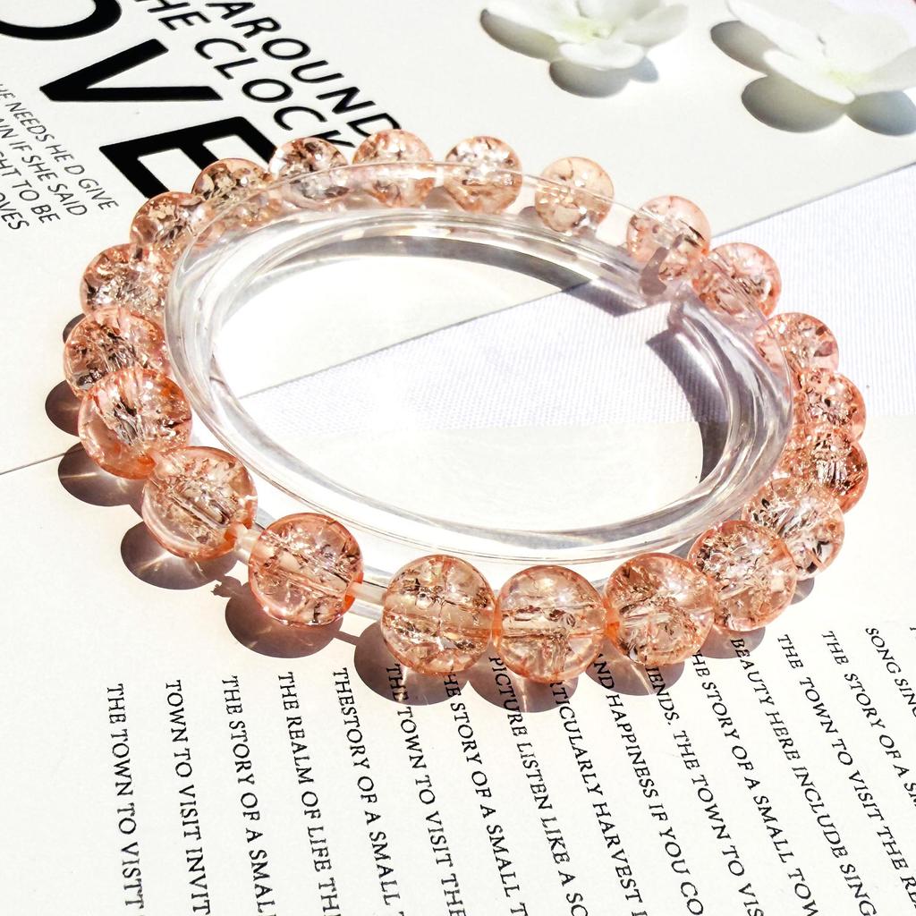 8mm Crackle Glass Beads Two-Color Wrap Bracelet for Students