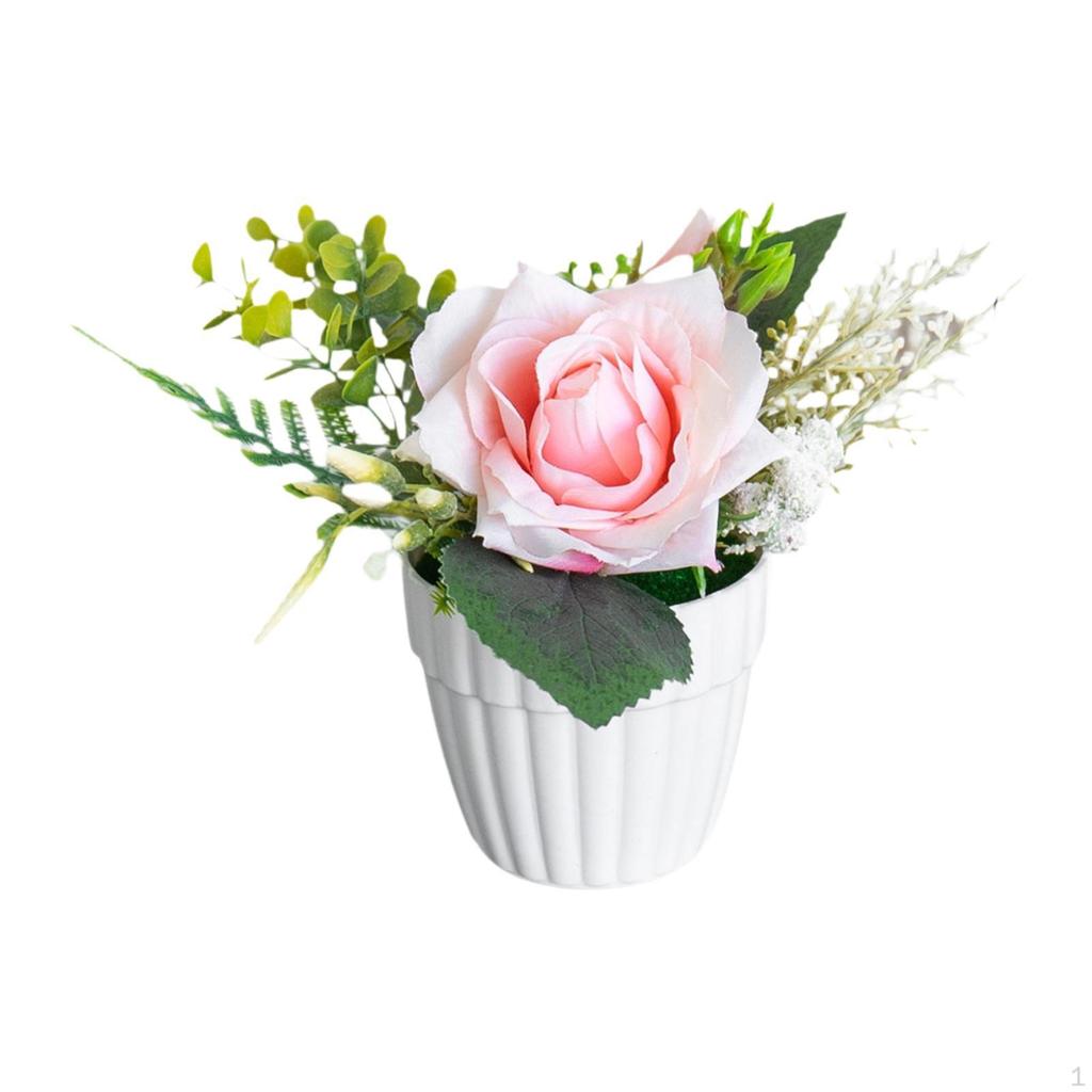 Artificial Potted Rose Flowers Fake Plants Decoration Table Ornament for Banquet Bedroom