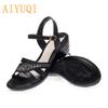 Frauen Sandalen Keile Sommer Neue Weibliche Sandalen Offene spitze Große Größe Mutter Casual Sandalen Damen